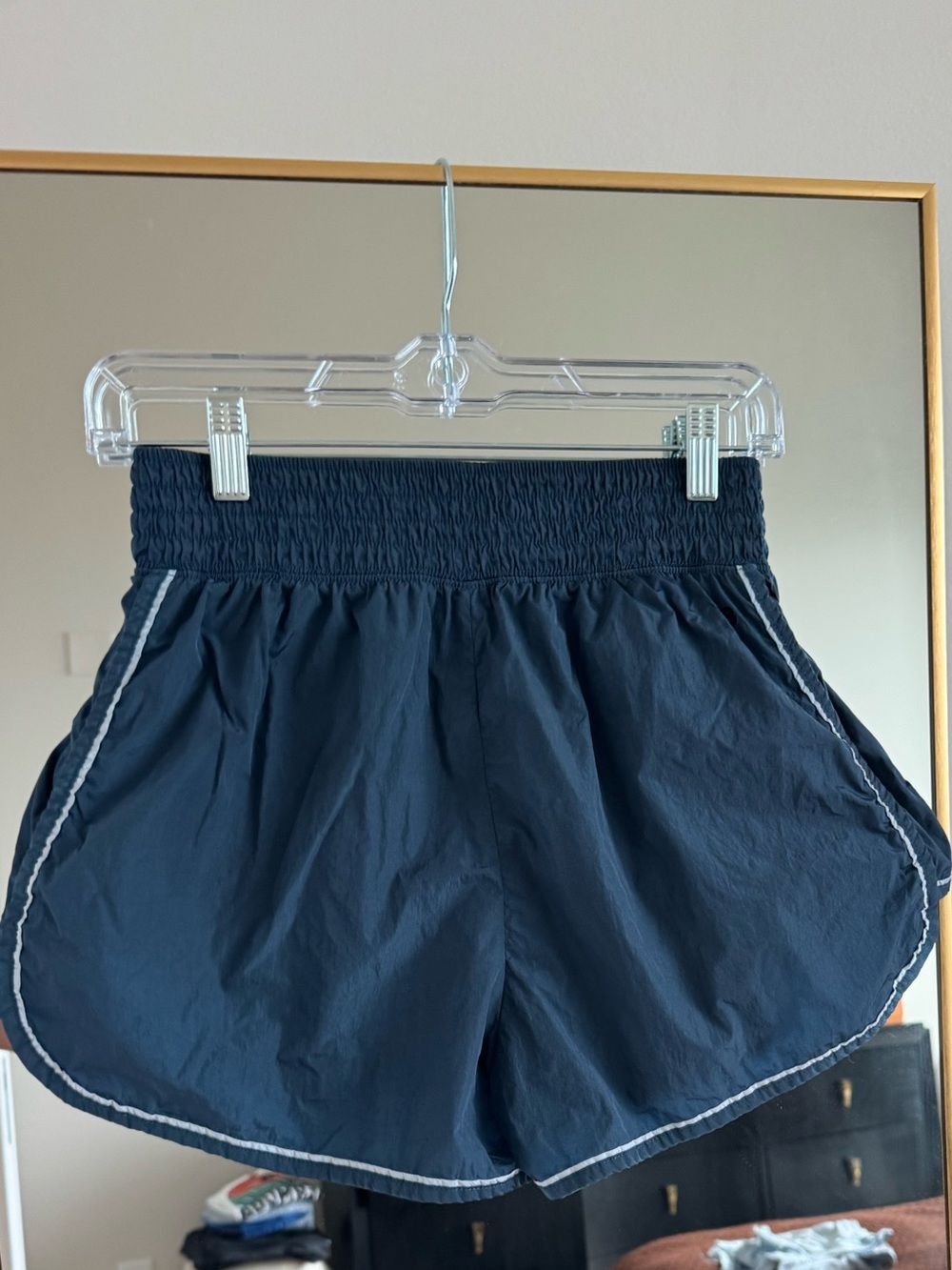 Abercrombie & Fitch Navy Athletic Shorts with White Piping